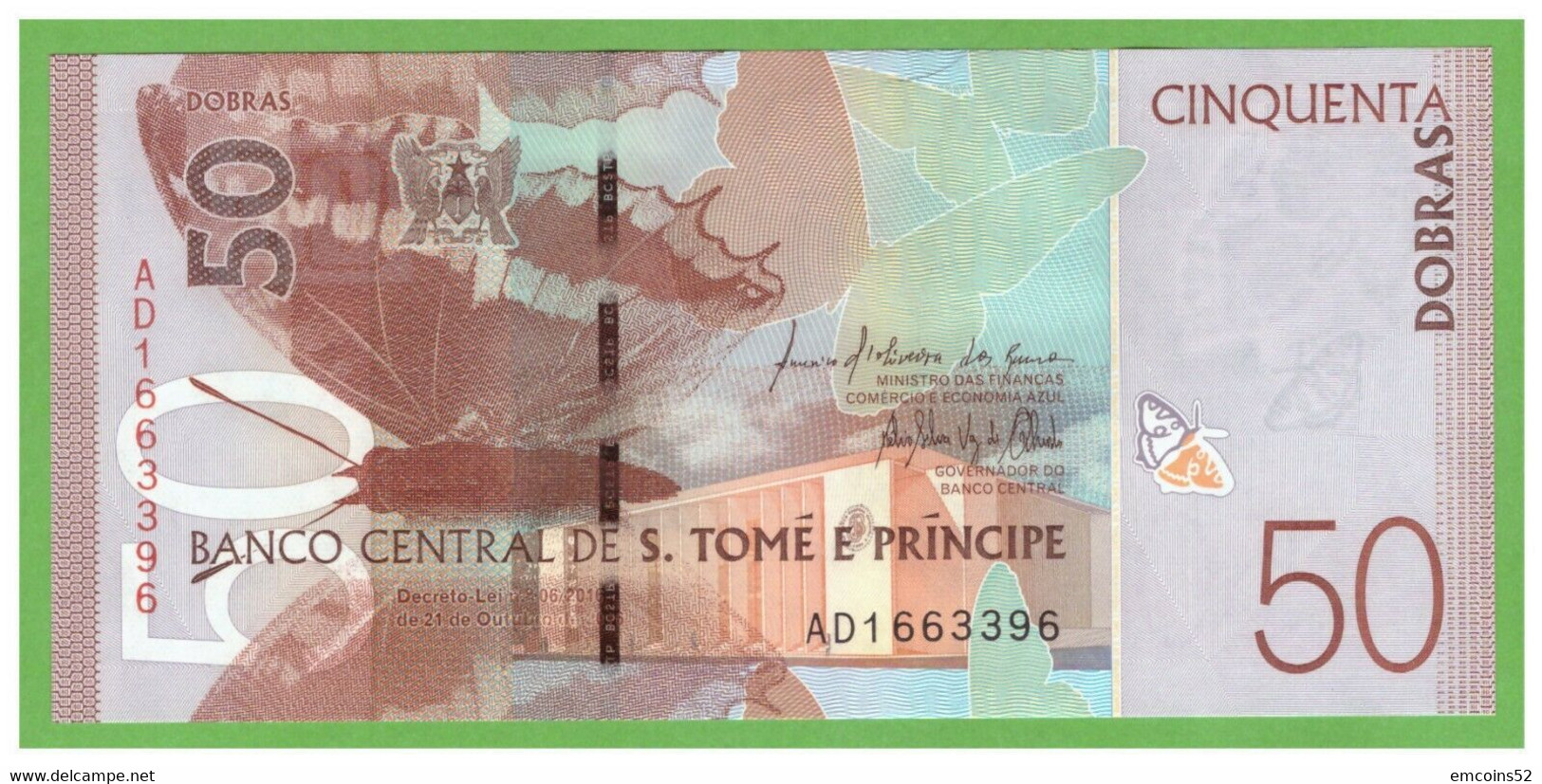 SAO TOME & PRINCIPE 50 DOBRAS 2016  P-73 UNC - Sao Tomé Et Principe