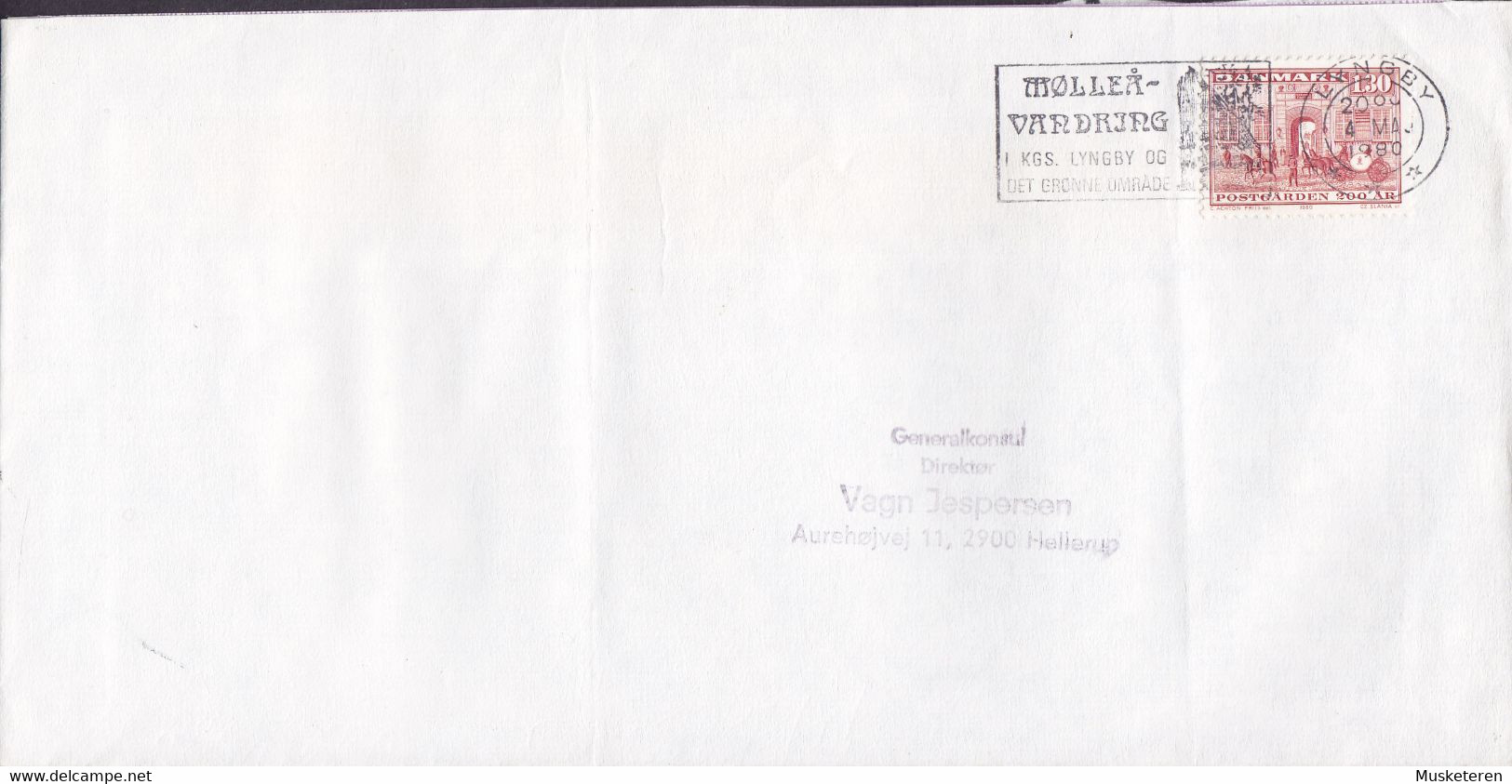 Tandlæge Dentist KONNILD, HELLERUP Slogan 'Mølleå-Vandring' LYNGBY 1980 Cover Brief Generakkonsul HELLERUP (Cz. Slania) - Cartas & Documentos