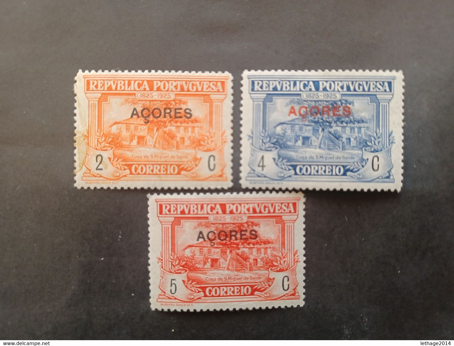 PORTOGALLO ACORES AZORES AZZORRE 1925 The 100th Anniversary Portoguese Stamps Overprinted "Azores" MNHL - Ongebruikt