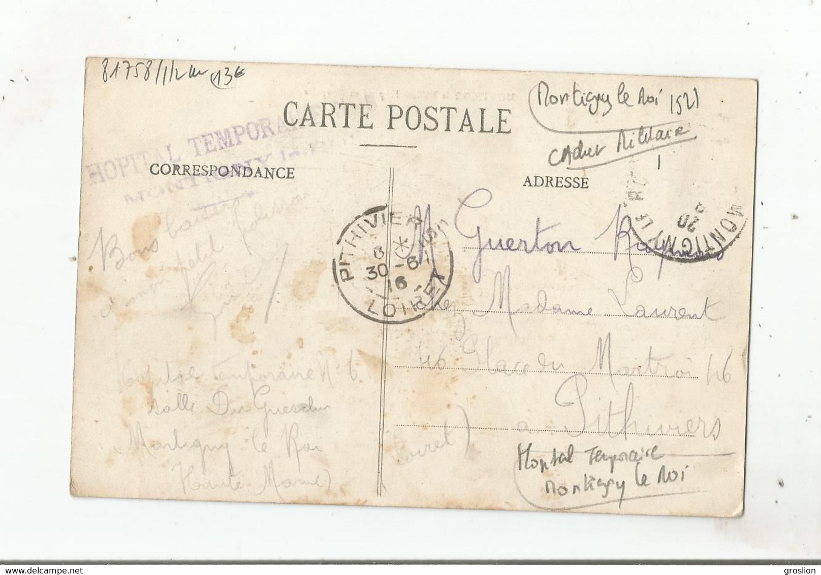 MONTIGNY LE ROI (HAUTE MARNE) HOPITAL ET CHAPELLE (CACHET MILITAIRE HOPITAL TEMPORAIRE DE MONTIGNY LE ROI 1916) - Montigny Le Roi