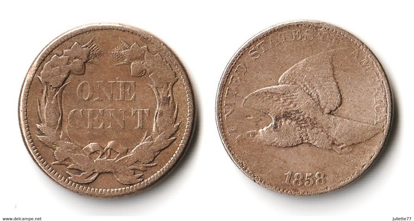 Monnaies - USA, One Cent, Flying Eagle 1858 - 1856-1858: Flying Eagle (Aigle Volant)