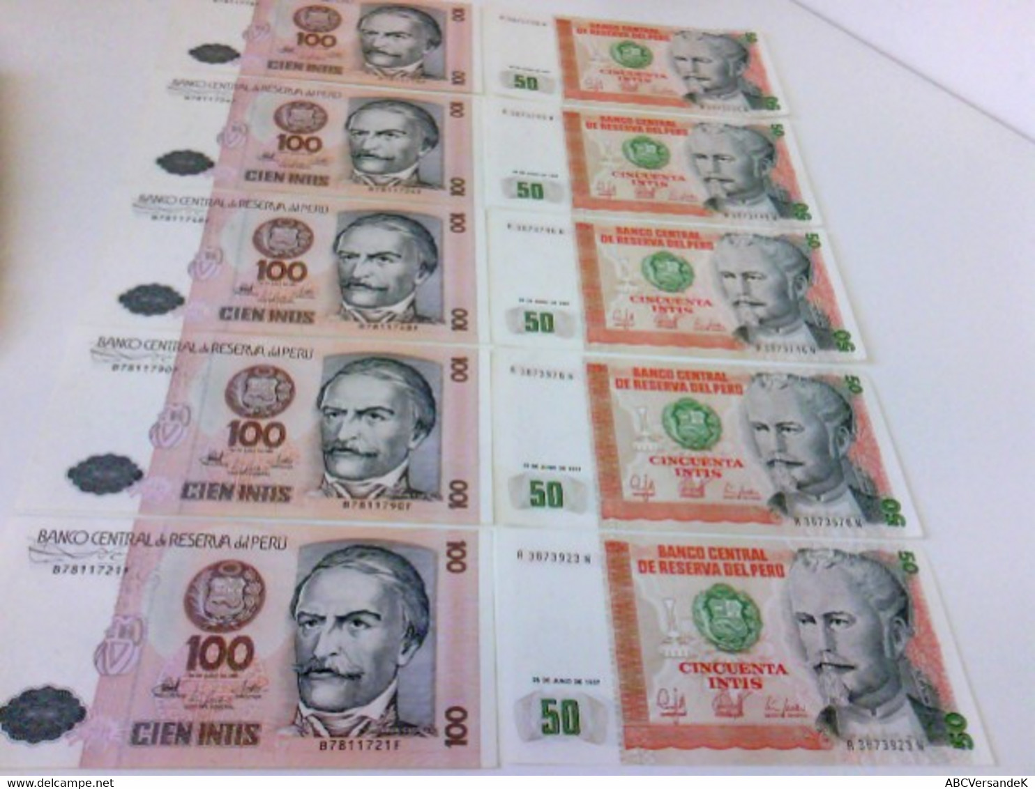 10 Geldscheine Peru: Banco Central De Reserva Del Peru. 50 Cincuenta Intis Und 100 Cien Intis - Numismatica