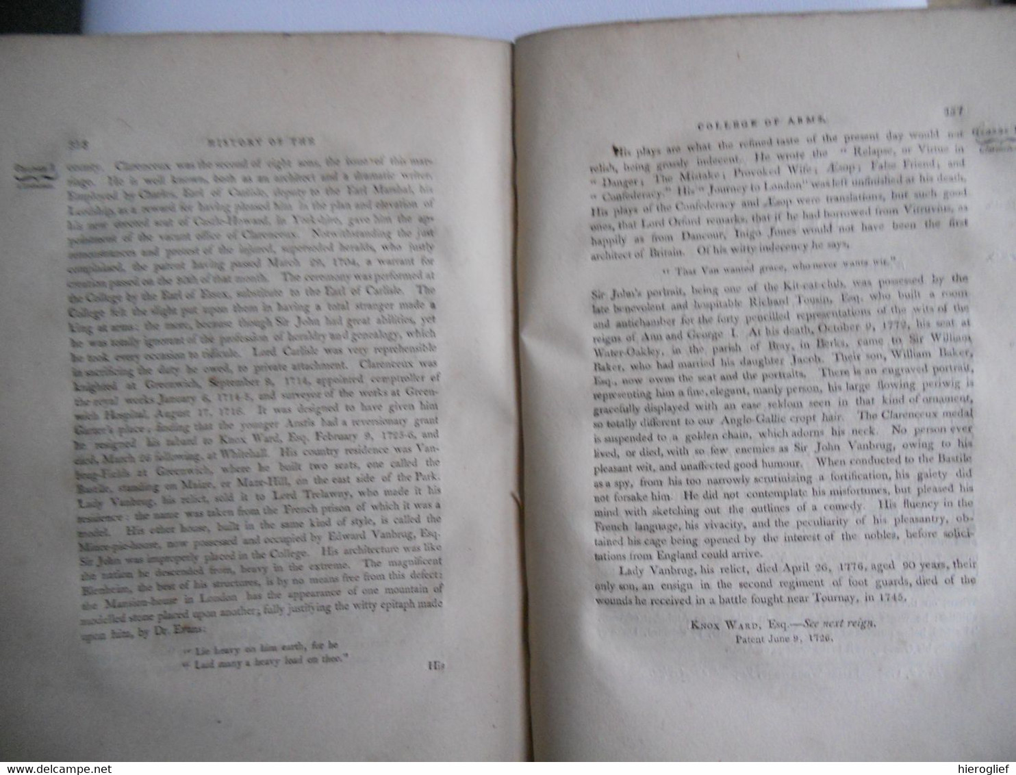 a HISTORY of COLLEGE OF ARMS & the lives of the kings heralds & poursuivants from the reign of RICHARD III 1805 M. NOBLE