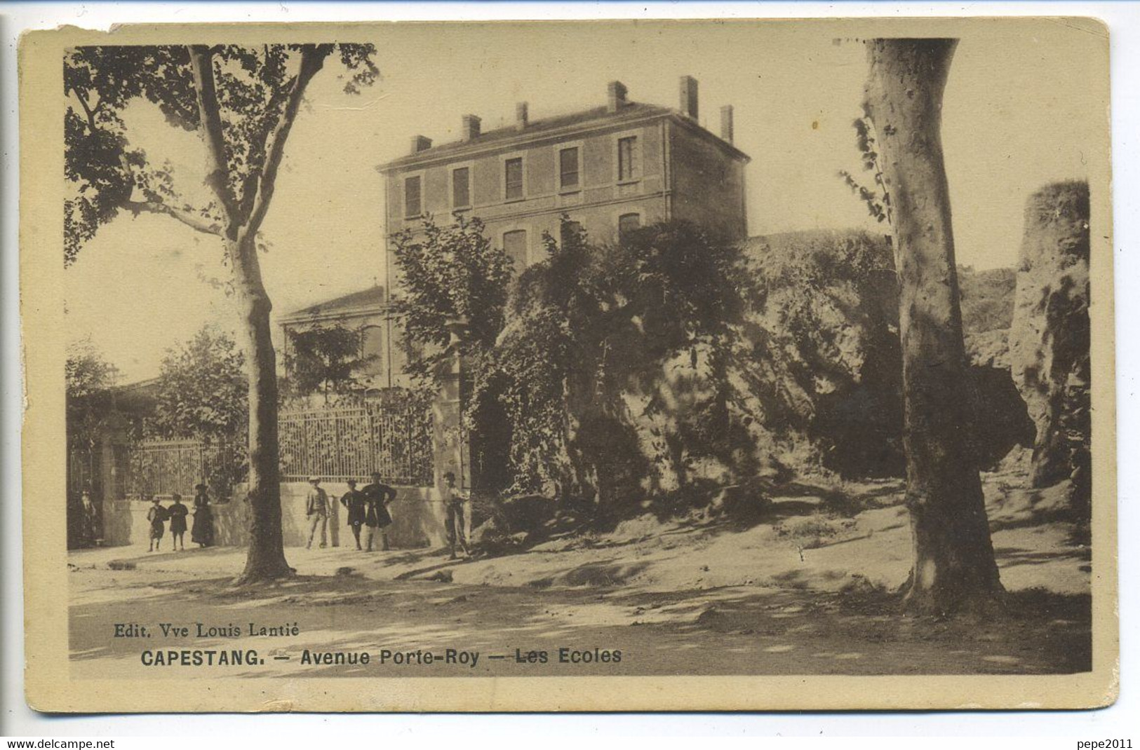 CPA 34 CAPESTANG Avenue Porte Roy Les Ecoles Animation Bâtiments  1909 Vue Peu Commune - Capestang