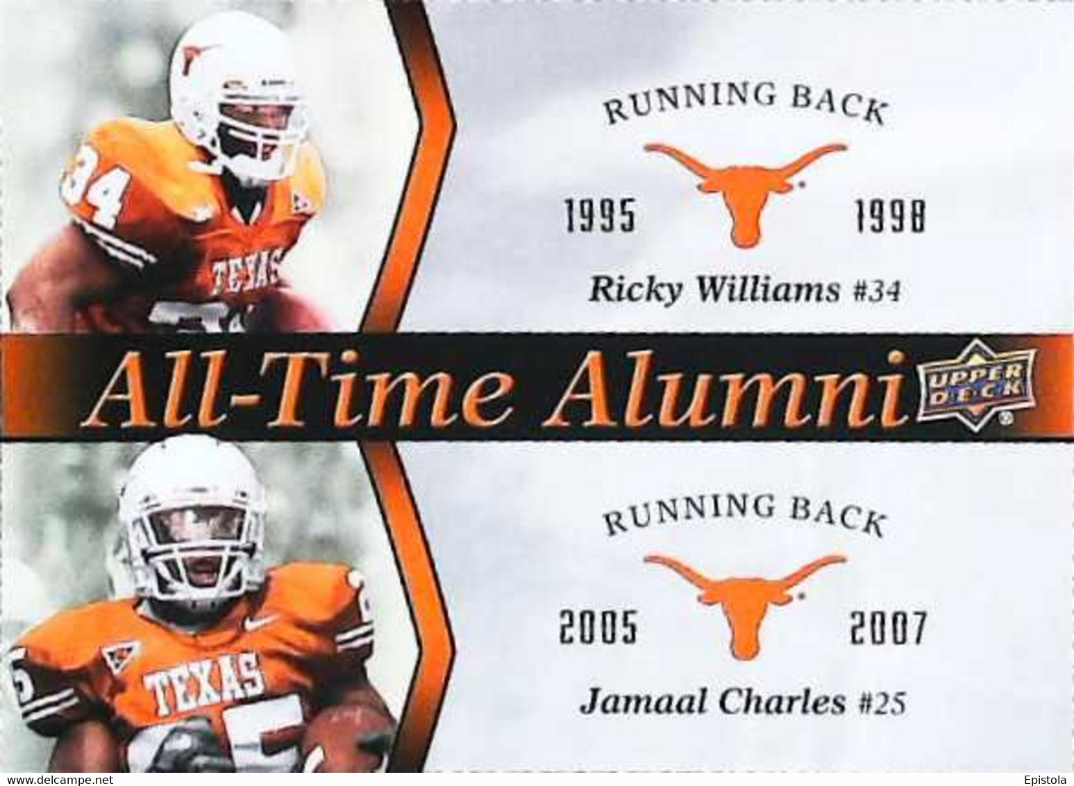 ► JAMAAL CHARLES  &  RICKY WILLIAMS -  University Of Texas Football - 2011 Upper Deck - 2000-Aujourd'hui