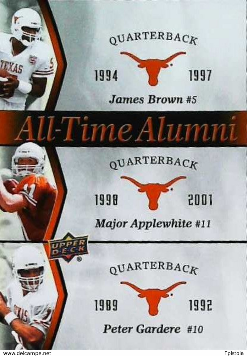 ► James Brown Major Applewhite & Peter Gardere  -  University Of Texas Football - 2011 Upper Deck - 2000-Heute