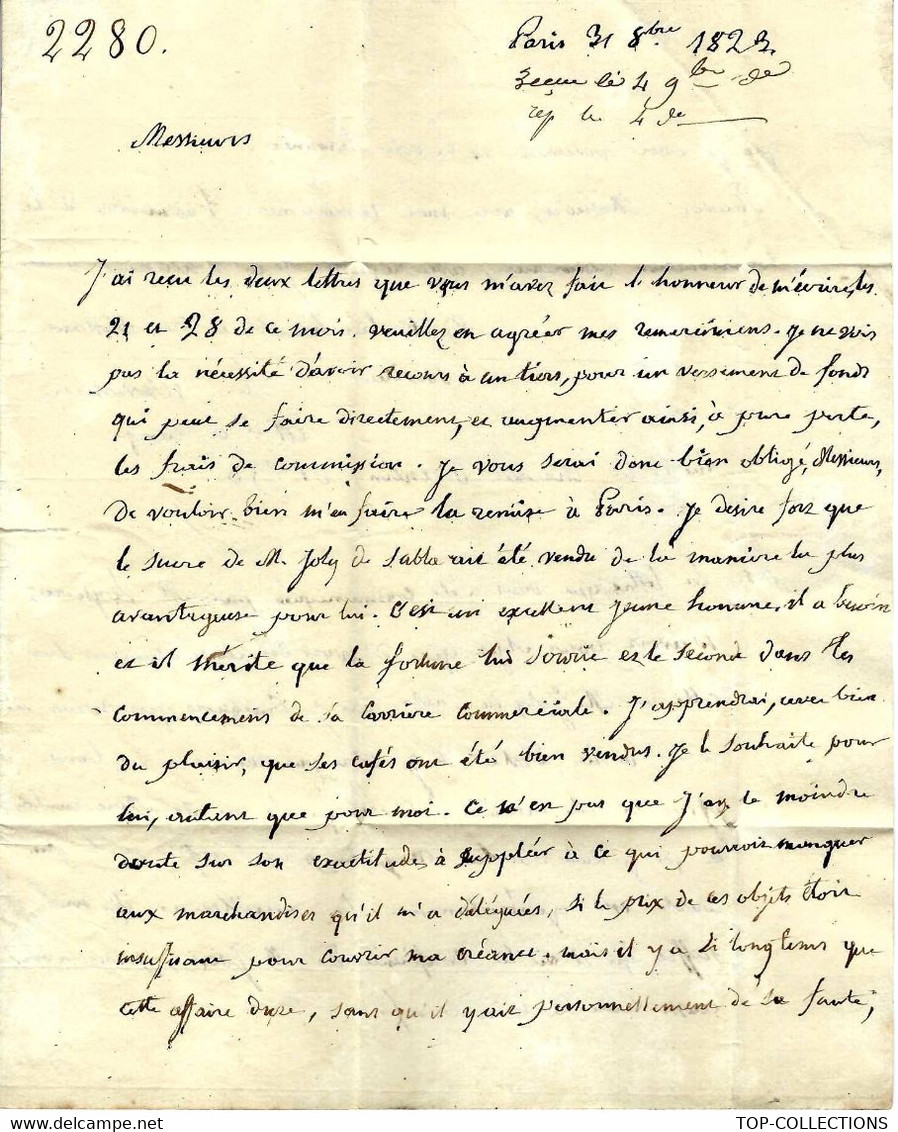 1823 Paris De Kerversau  + Joly Du Sabla Nérac => Foache Le Havre COLONIES NEGOCE ST DOMINGUE ESCLAVAGE TRAITE NEGRIERE - Historical Documents