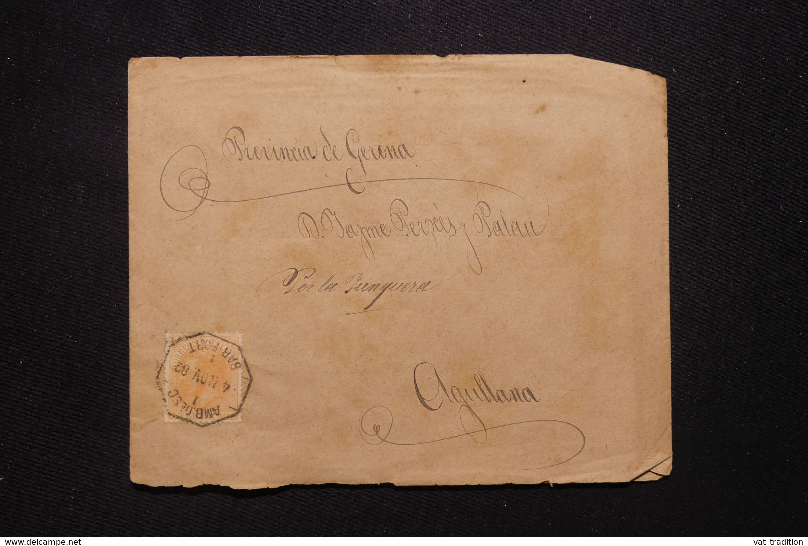 ESPAGNE - Enveloppe Pour Agullana En 1882, Oblitération Ambulant - L 114449 - Covers & Documents