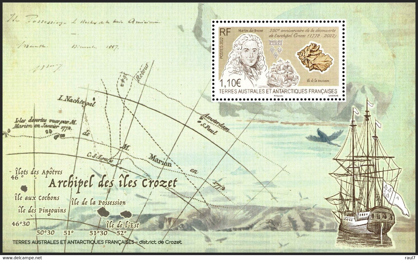 T.A.A.F. // F.S.A.T. 2022 - Bateau, 250e Ann Découvert Des Iles Crozet - BF Neufs // Mnh - Nuovi