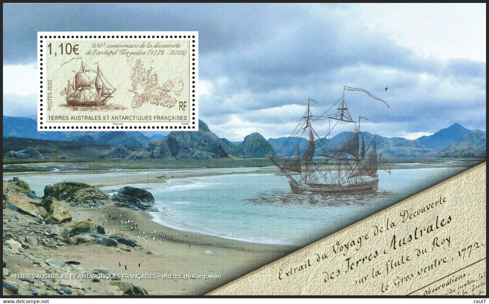 T.A.A.F. // F.S.A.T. 2022 - Bateau, 250e Ann Découvert De Kerguelen - BF Neufs // Mnh - Unused Stamps