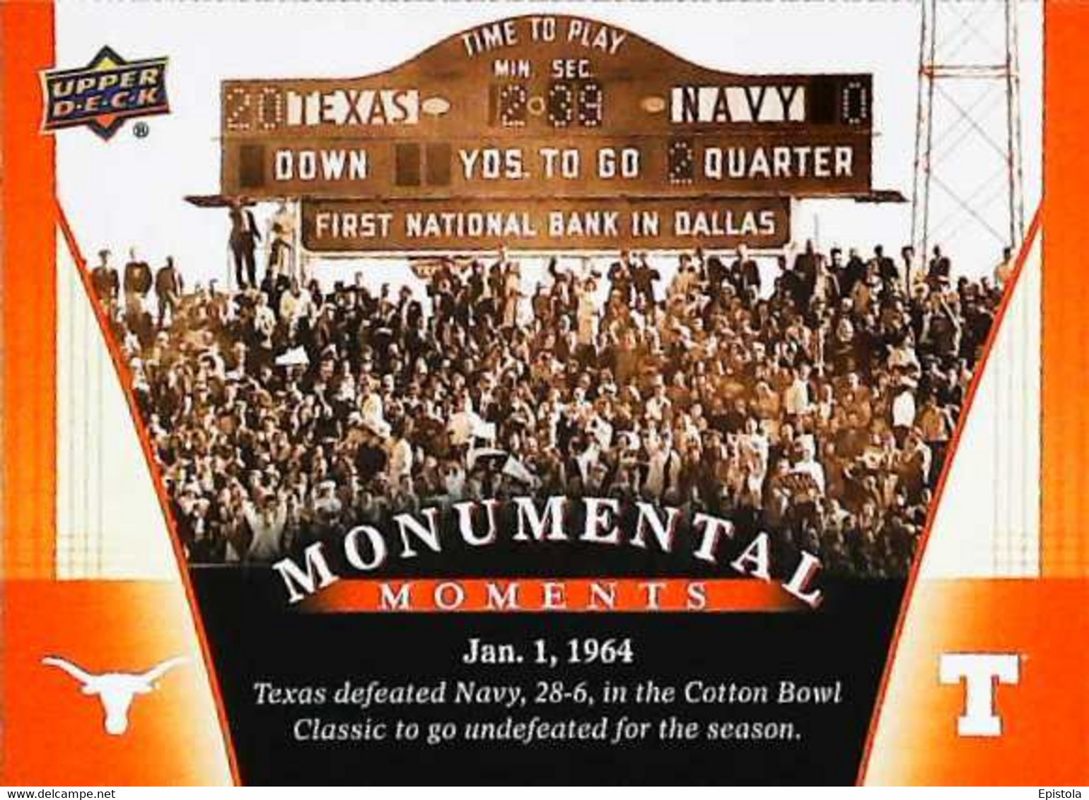 ► Monumental Momemts (1964)  University Of Texas Football - 2011 Upper Deck - 2000-Hoy