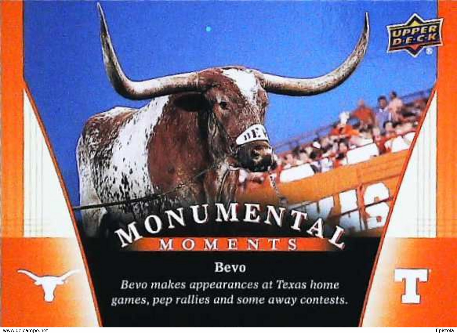 ► Monumental Momemts (BEVO) Longhorn Steer -  University Of Texas Football - 2011 Upper Deck - 2000-Now