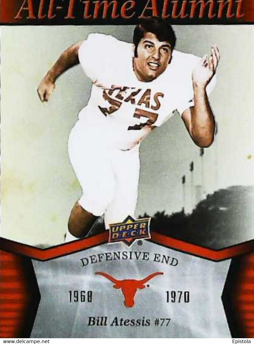 ► BILL ATESSIS (Defensive End)  (Quaterback) University Of Texas Football - 2011 Upper Deck - 2000-Now