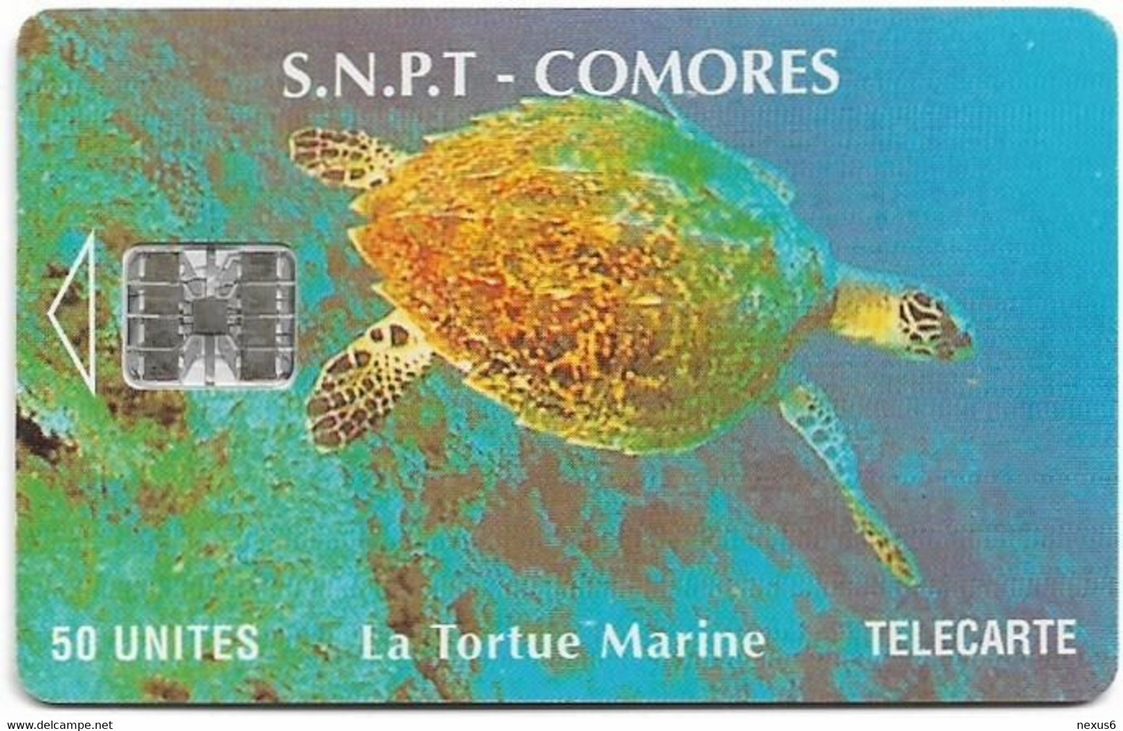 Comoros - OPT - La Tortue Marine, Chip SC7, Cn. C5Bxxxxxx Above Message, SC7, 1994, 50Units, Used - Komoren