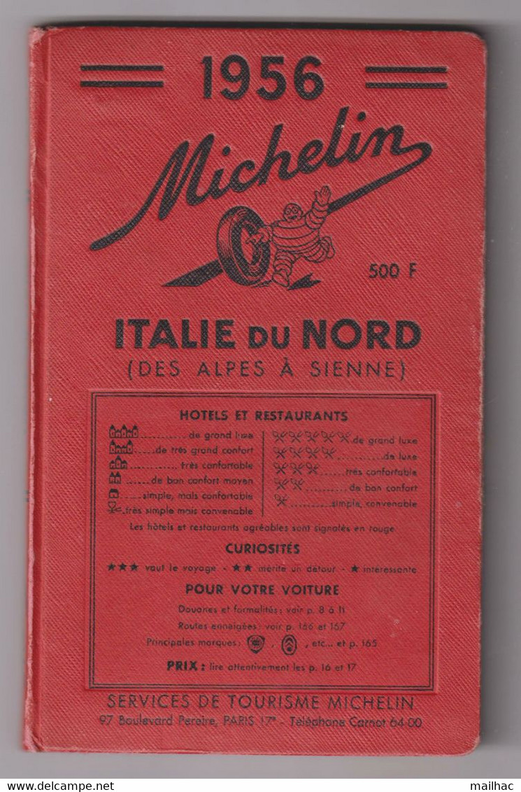 Guide MICHELIN - Italie Du Nord 1956 - Bon état - 175 Pages - Michelin (guide)