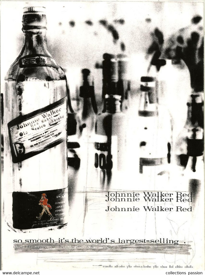 Publicité , Maquette , Montage, Ptototype , 280 X 205 Mm, JOHNNIE WALKER RED , Frais Fr 3.35 E - Other & Unclassified