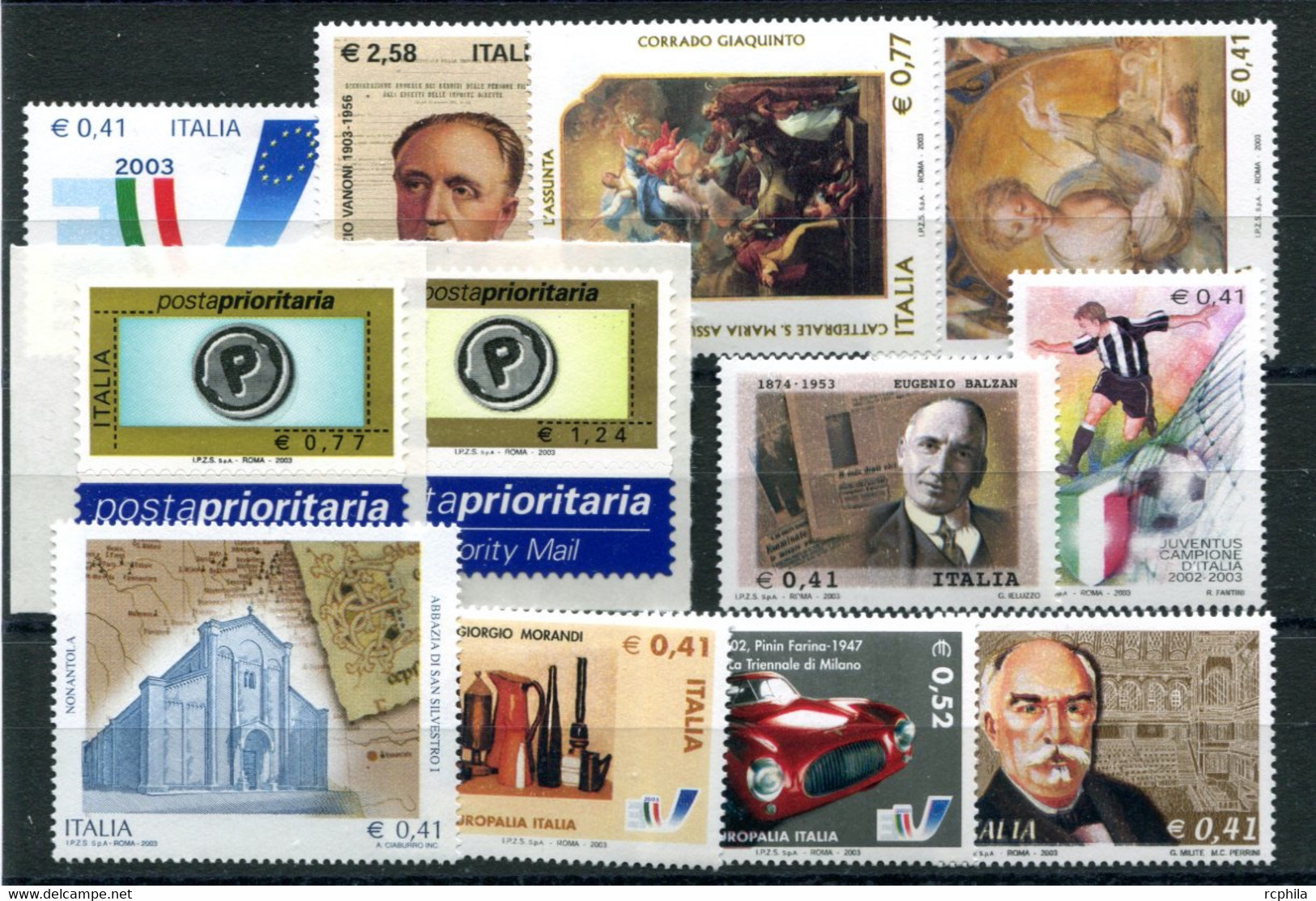 RC 22053 ITALIE LOT DE TIMBRES A LA FACIALE NEUFS ** SANS CHARNIERES - 2001-10: Mint/hinged