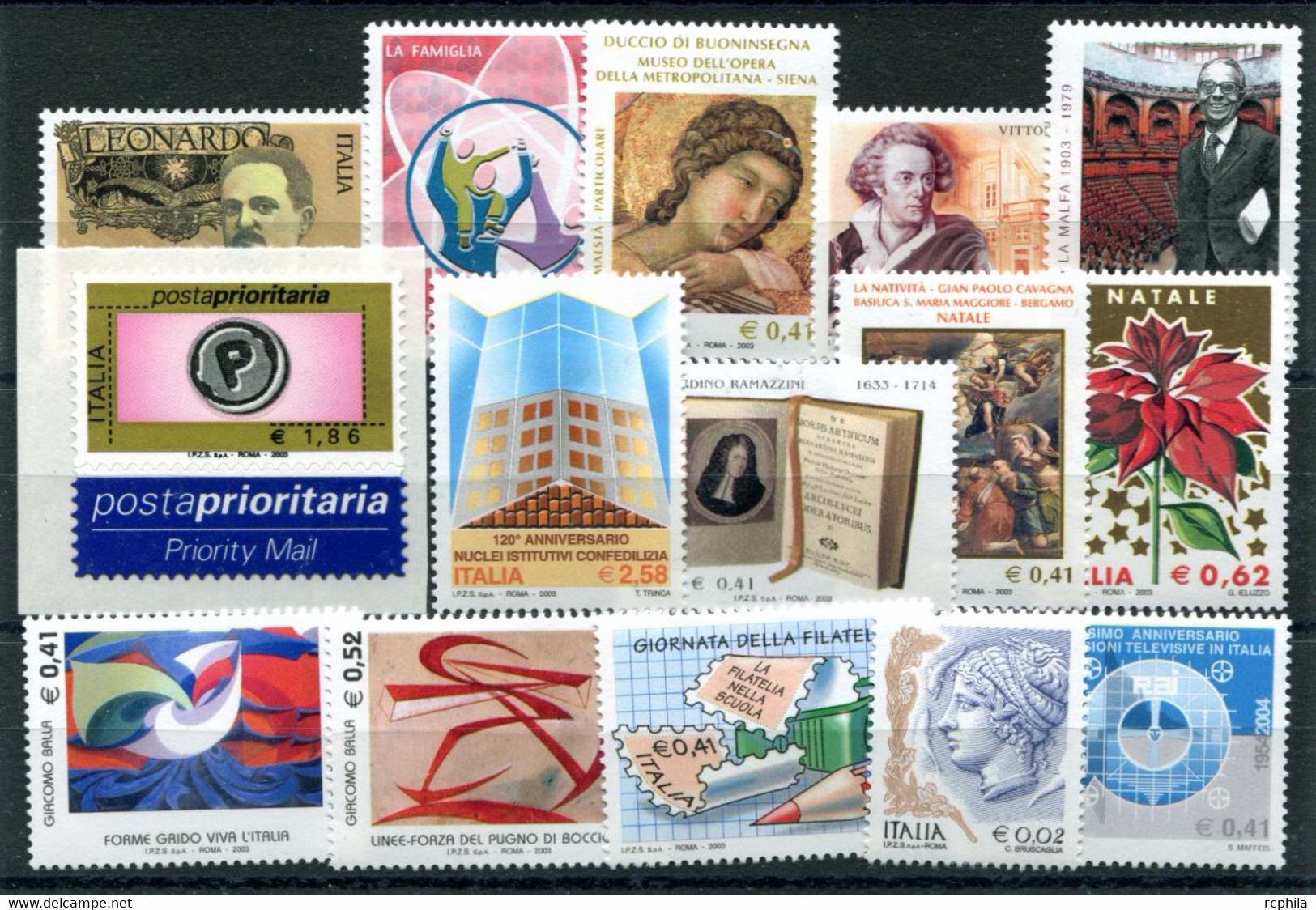 RC 22055 ITALIE LOT DE TIMBRES A LA FACIALE NEUFS ** SANS CHARNIERES - 2001-10: Nieuw/plakker