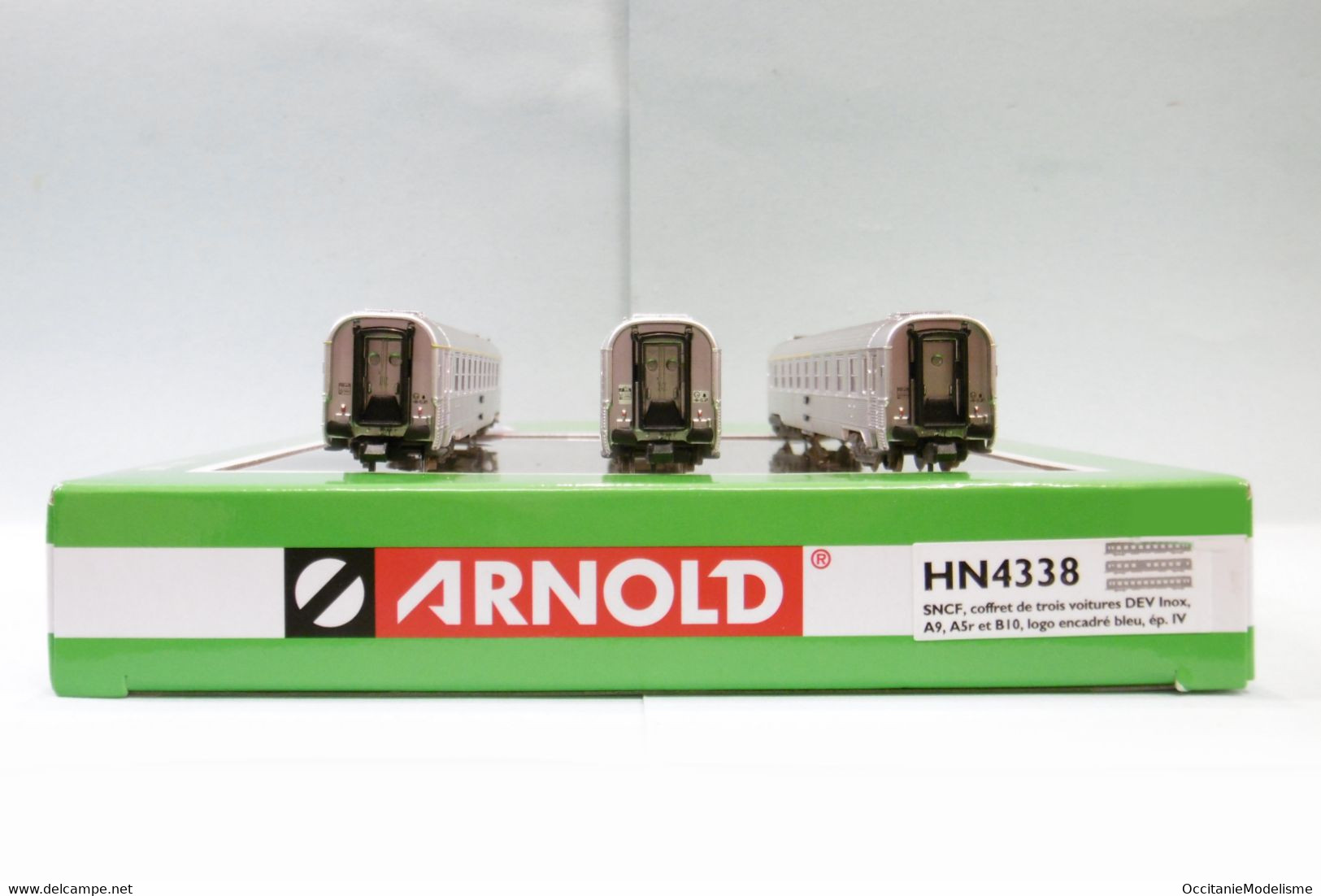 Arnold - Coffret 3 Voitures DEV INOX A9 + A5r + B10 SNCF ép. IV Réf. HN4338 Neuf N 1/160 - Voitures Voyageurs