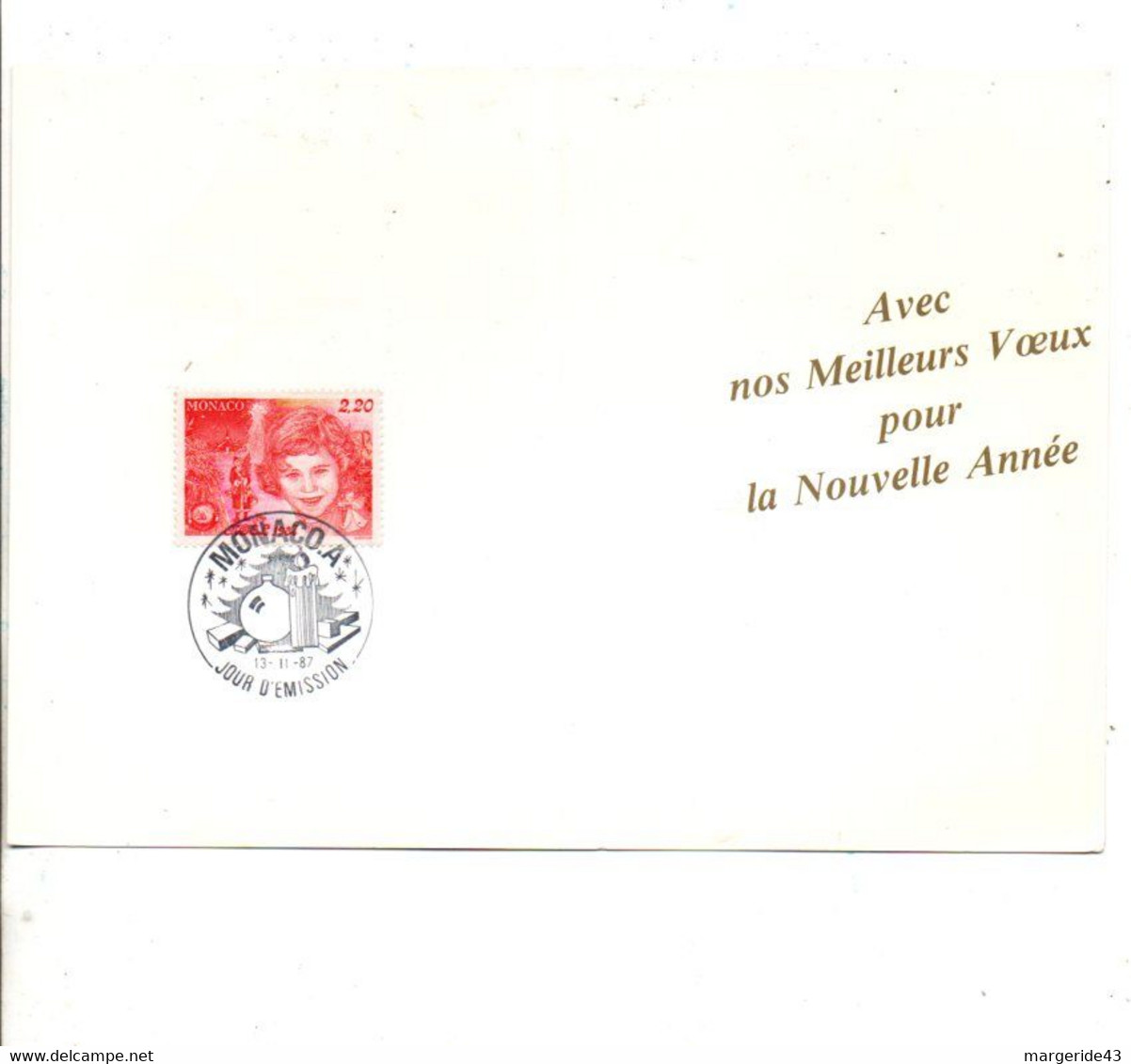 MONACO ENCART DE VOEUX 1987 - AMOUREUX DE PEYNET - Cartas & Documentos