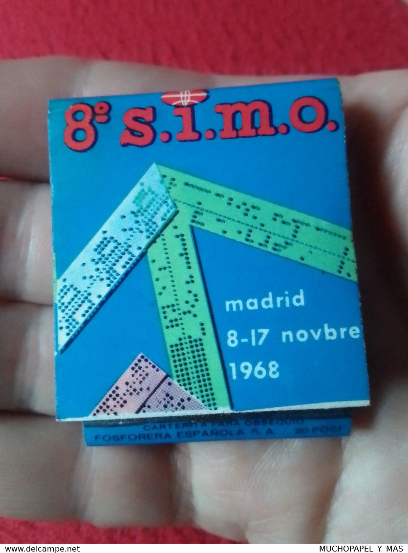 CAJA DE CERILLAS BOÎTE D'ALLUMETTES MATCHBOX FÓSFOROS 8º SIMO 1968 MADRID FERIA DE MUESTRAS DE MATERIAL OFICINA SPAIN... - Boites D'allumettes