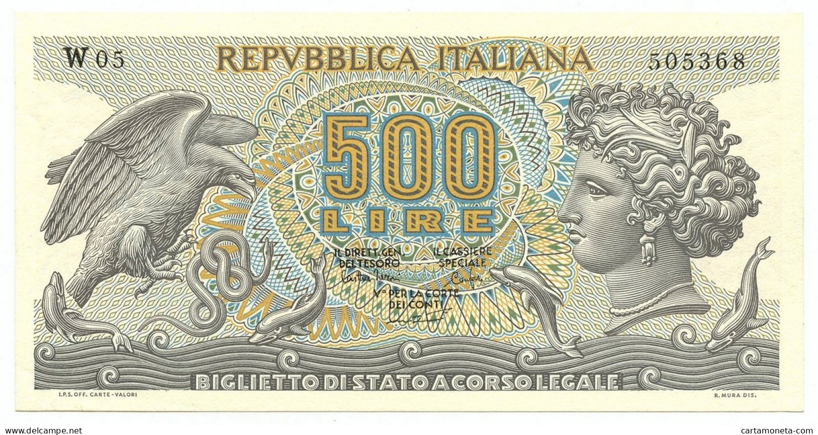 500 LIRE BIGLIETTO DI STATO ARETUSA SERIE SOSTITUTIVA W05 23/04/1975 QFDS - Other & Unclassified