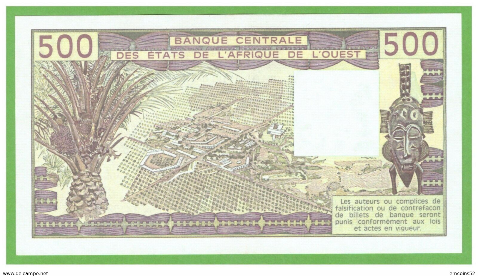 SENEGAL W.A.S. 500 FRANCS 1985  P-706Kh  ABOUT UNC - Senegal