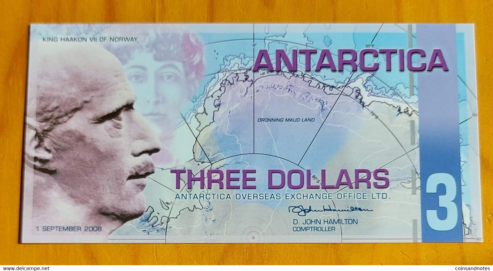 Antarctica (South Pole) 2008 - Three Dollars ‘King Haakon VII’ - UNC - Sonstige – Amerika