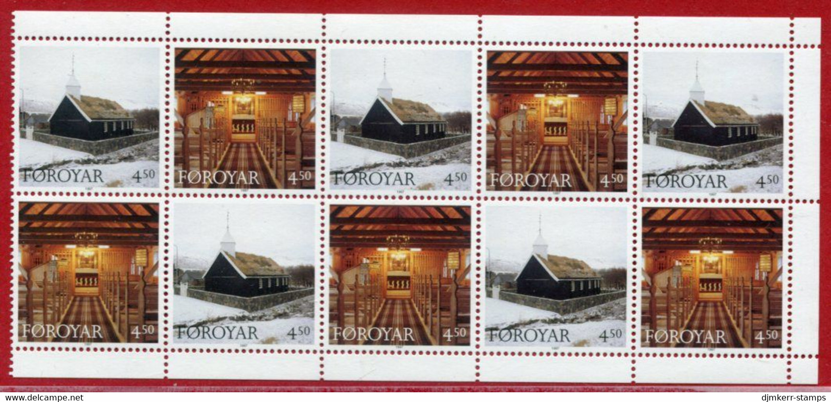 FAROE IS. 1997 Christmas: Hvalvik Church Se-tenant Block Ex Booklet MNH / **.  Michel 326-27 - Faroe Islands