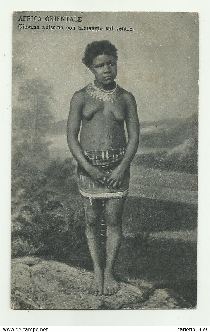 AFRICA ORIENTALE - MASSAUA, GIOVANE ABISSINA CON TATUAGGIO SUL VENTRE 1911 -  VIAGGIATA FP - Erythrée