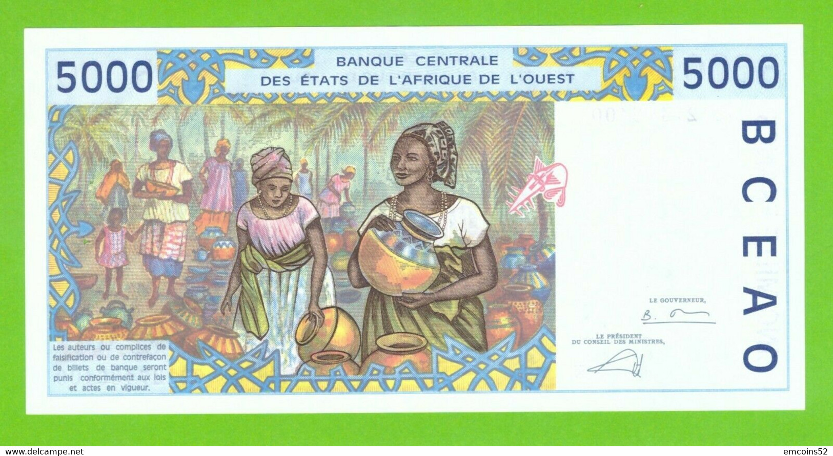 SENEGAL W.A.S. 5000 FRANCS 2002  P-713Kl  AUNC - PIN HOLES - Senegal