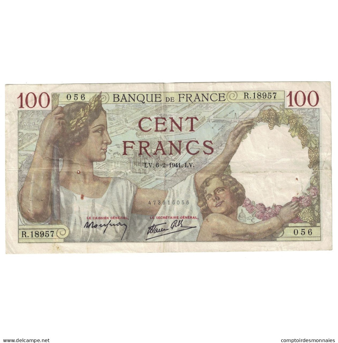 France, 100 Francs, Sully, 1941, 1941-02-06, TTB, Fayette:26.46, KM:94 - 100 F 1939-1942 ''Sully''