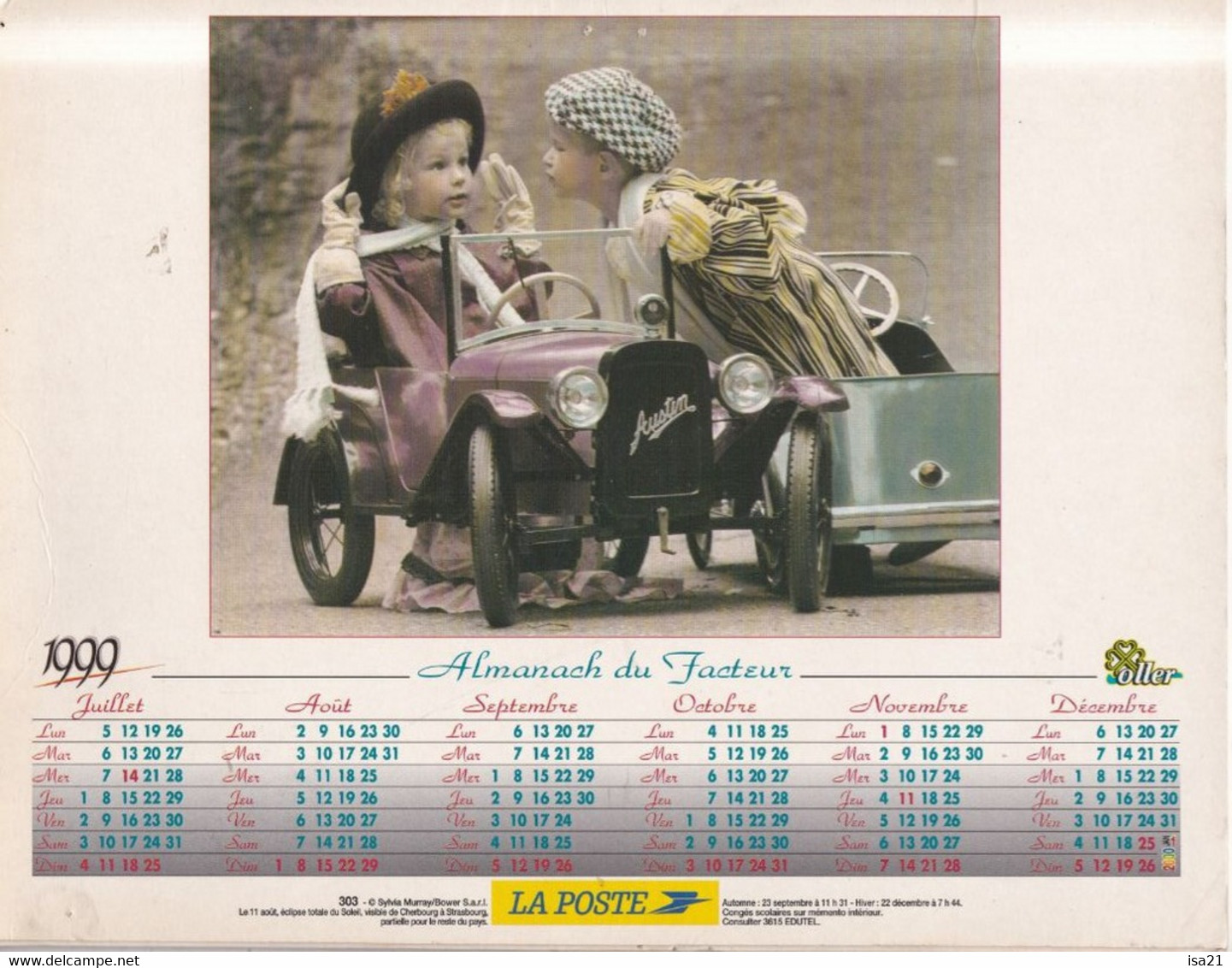 Almanach Du Facteur, Calendrier De La Poste, 1999 : Côte D'Or: Les Enfants Jouant à Imiter Les Parents. Style Photos Anc - Grand Format : 1991-00