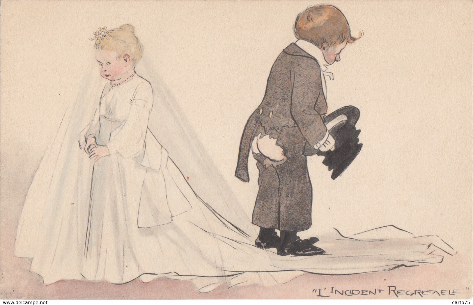 Illustrateurs - Caran D'Ache - Emmanuel Poiré Enfants - Artist - Costume Mariage Fesses Nues - "L'incident Regrettable" - Caran D'Ache