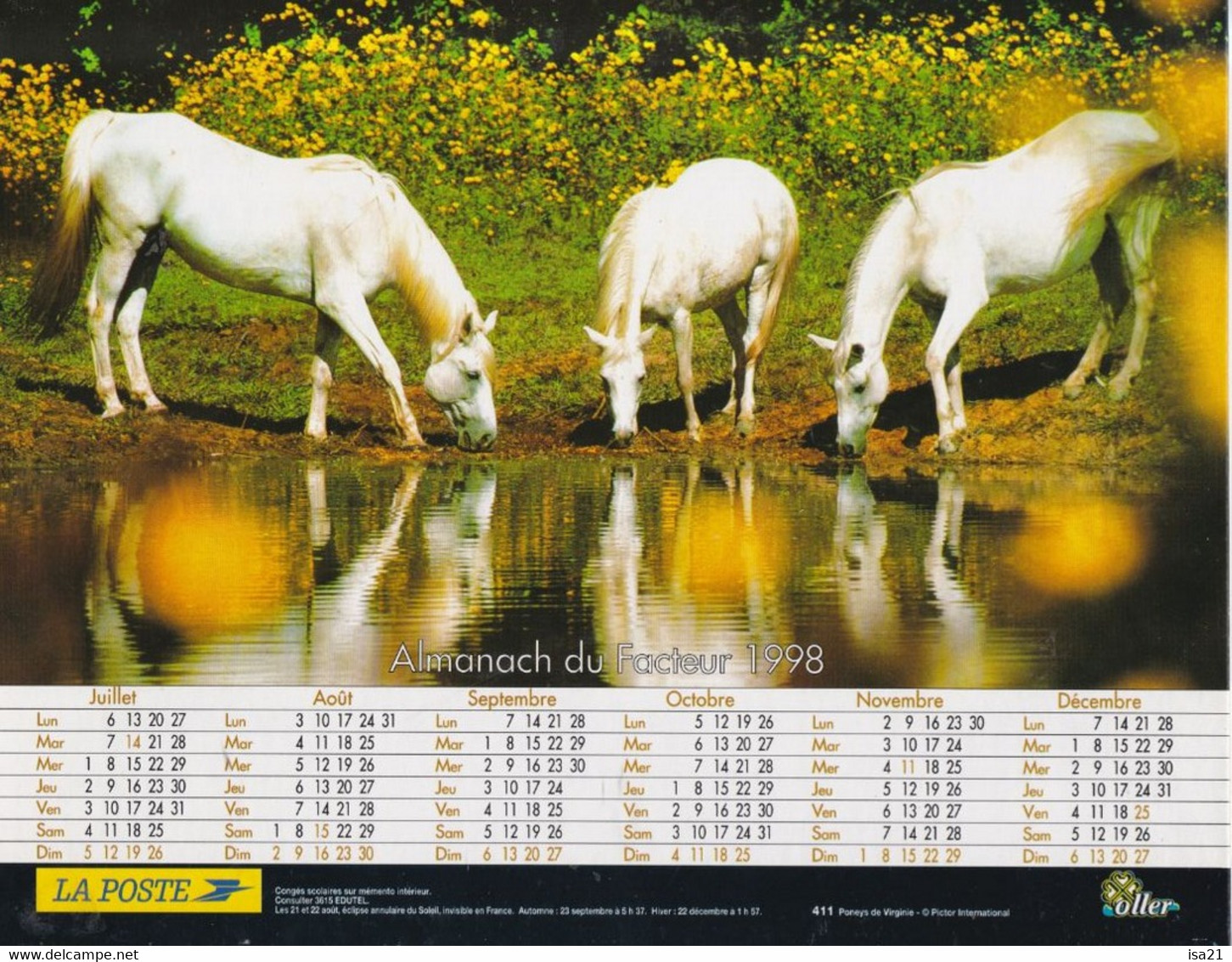 Almanach Du Facteur, Calendrier De La Poste, 1999 : Haute-Saône, Belfort: Les Chevaux Et L'eau. - Grand Format : 1991-00