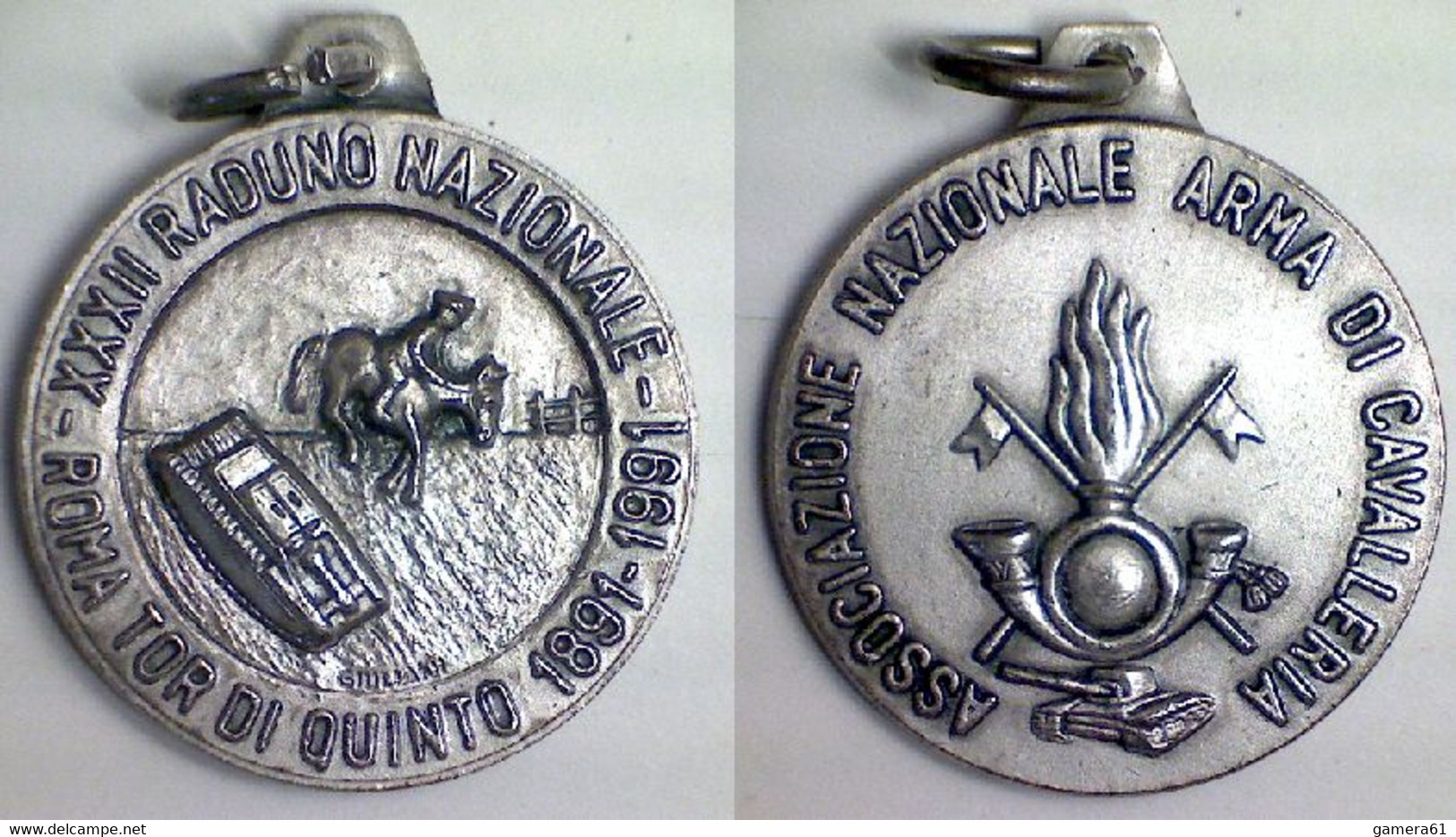 04446 MEDAGLIA ASSOCIAZIONE NAZIONALE ARMA DI CAVALLERIA XXXII RADUNO TOR DI QUINTO1891-1991 - Royal/Of Nobility