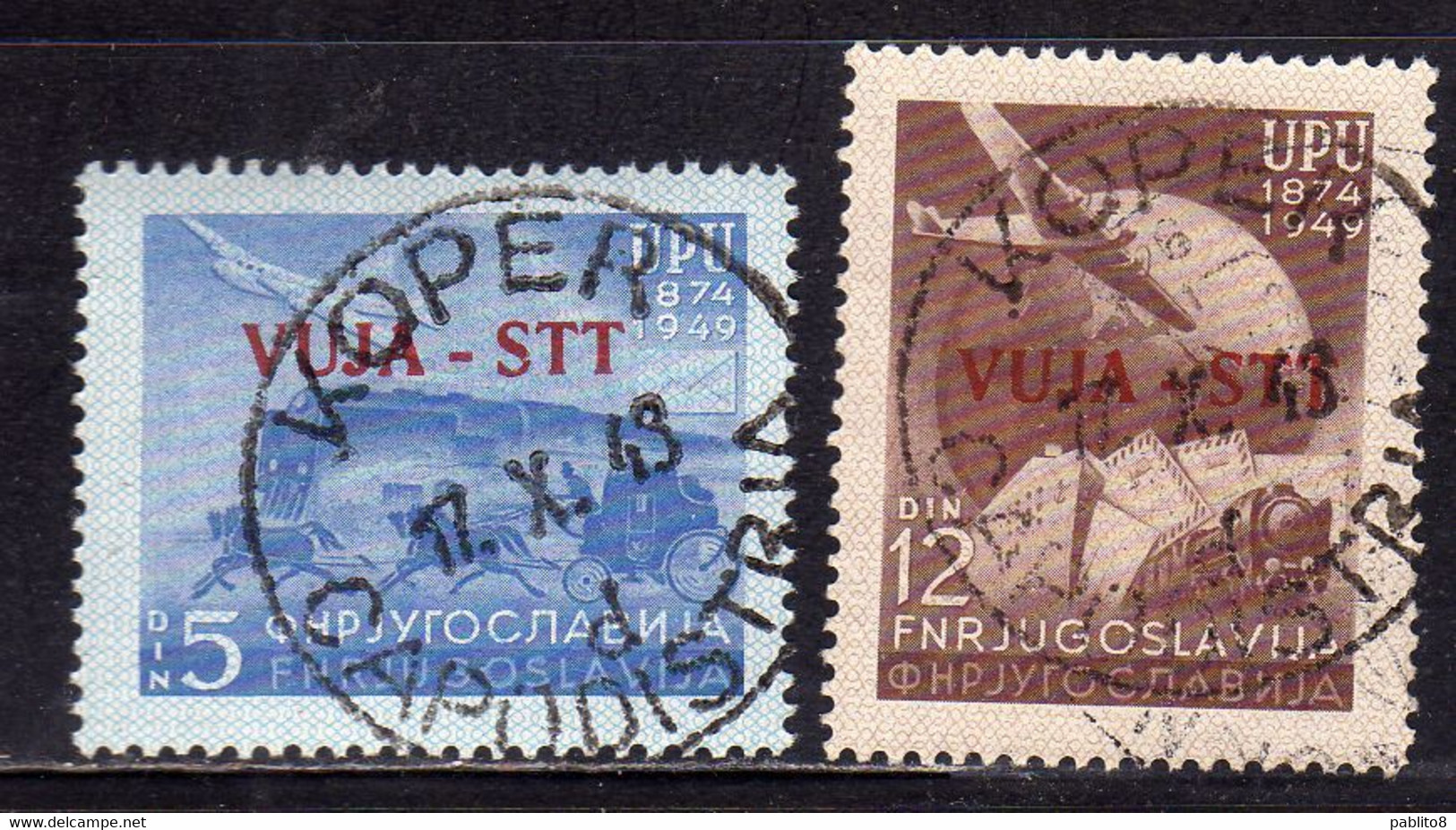 TRIESTE B 1949 UPU SOPRASTAMPATI DI YUGOSLAVIA JUGOSLAVIA OVERPRINTED COMPLETE SET SERIE SET USATA USED OBLITERE' - Gebraucht