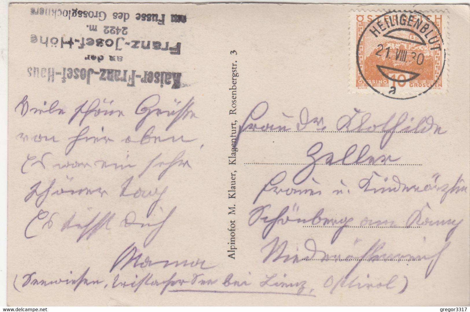 A6873) Franz Josefs Haus Mit PASTERZE U. GROSGLOCKNER - Alt !! 21.08.1930 Heiligenblut - Sonstige & Ohne Zuordnung