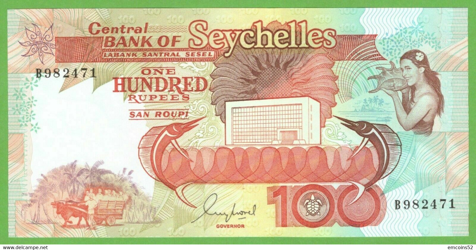 SEYCHELLES 100 RUPEES 1989  P-35  UNC - Seychelles