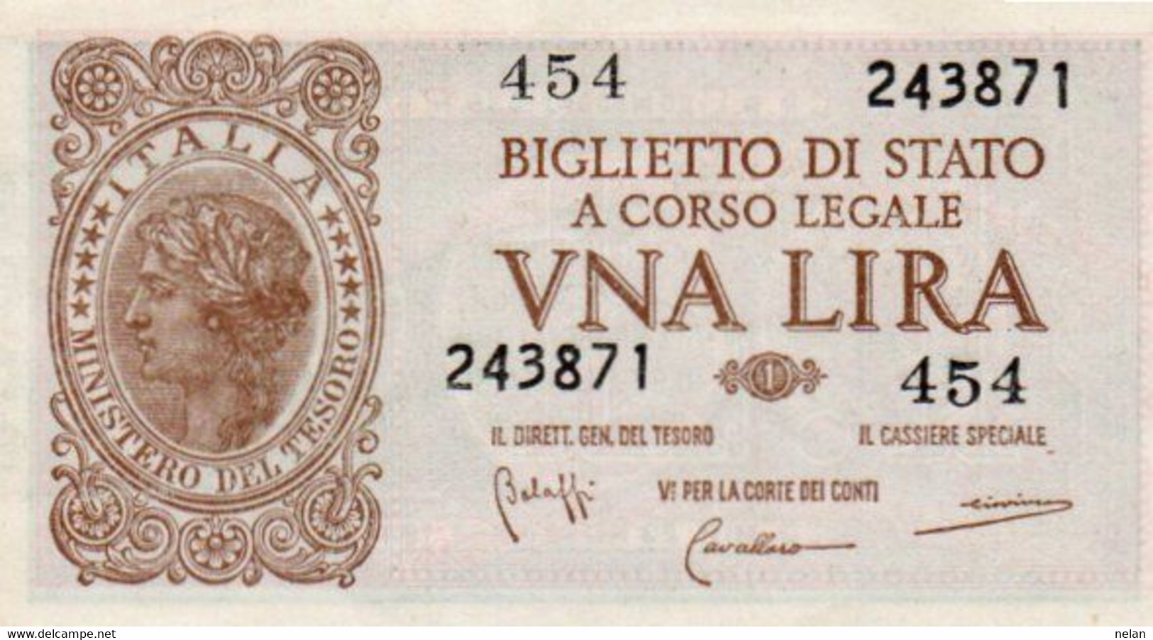 ITALIA 1 LIRA 1944 P-29b  UNC - 1944~1946 - Luogotenenza -  Firme: Bolaffi = Cavallaro = Giovinco - Italië – 1 Lira