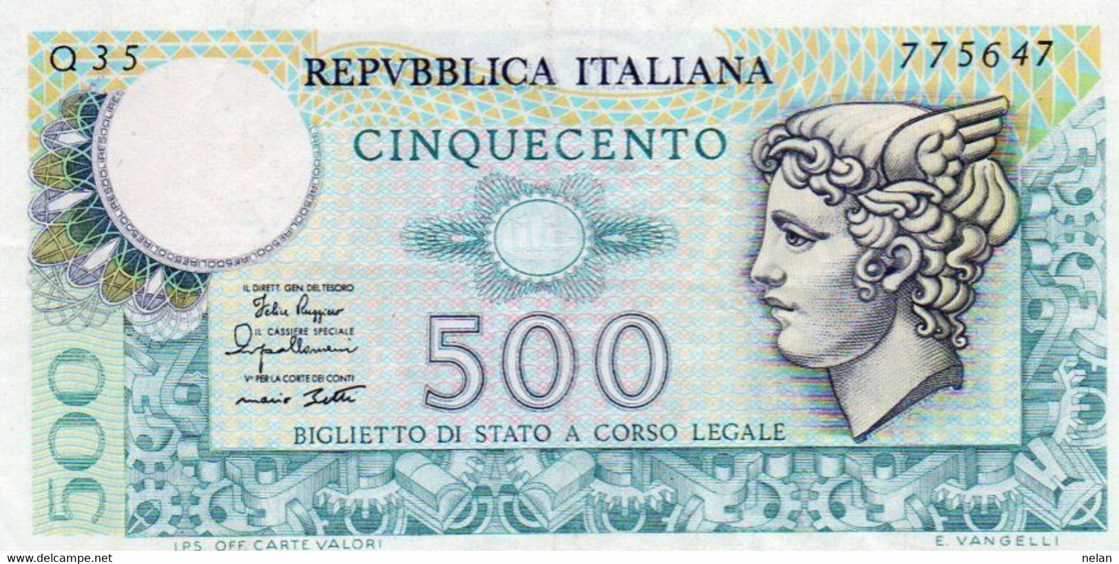 ITALIA 500 LIRE 1979  P-94a.2 -  Xf  1946~2001 Repubblica Italiana -  Firme: Ruggiero / Impallomeni / Betti - 500 Liras