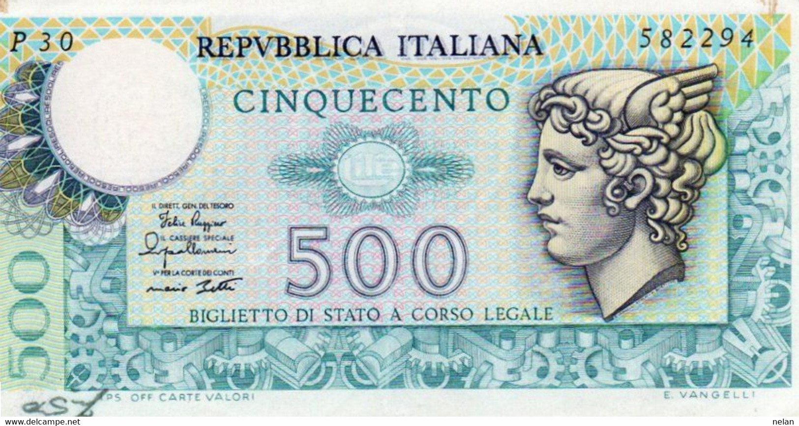 ITALIA 500 LIRE 1979  P-94a.2 -  Xf  1946~2001 Repubblica Italiana -  Firme: Ruggiero / Impallomeni / Betti - 500 Liras