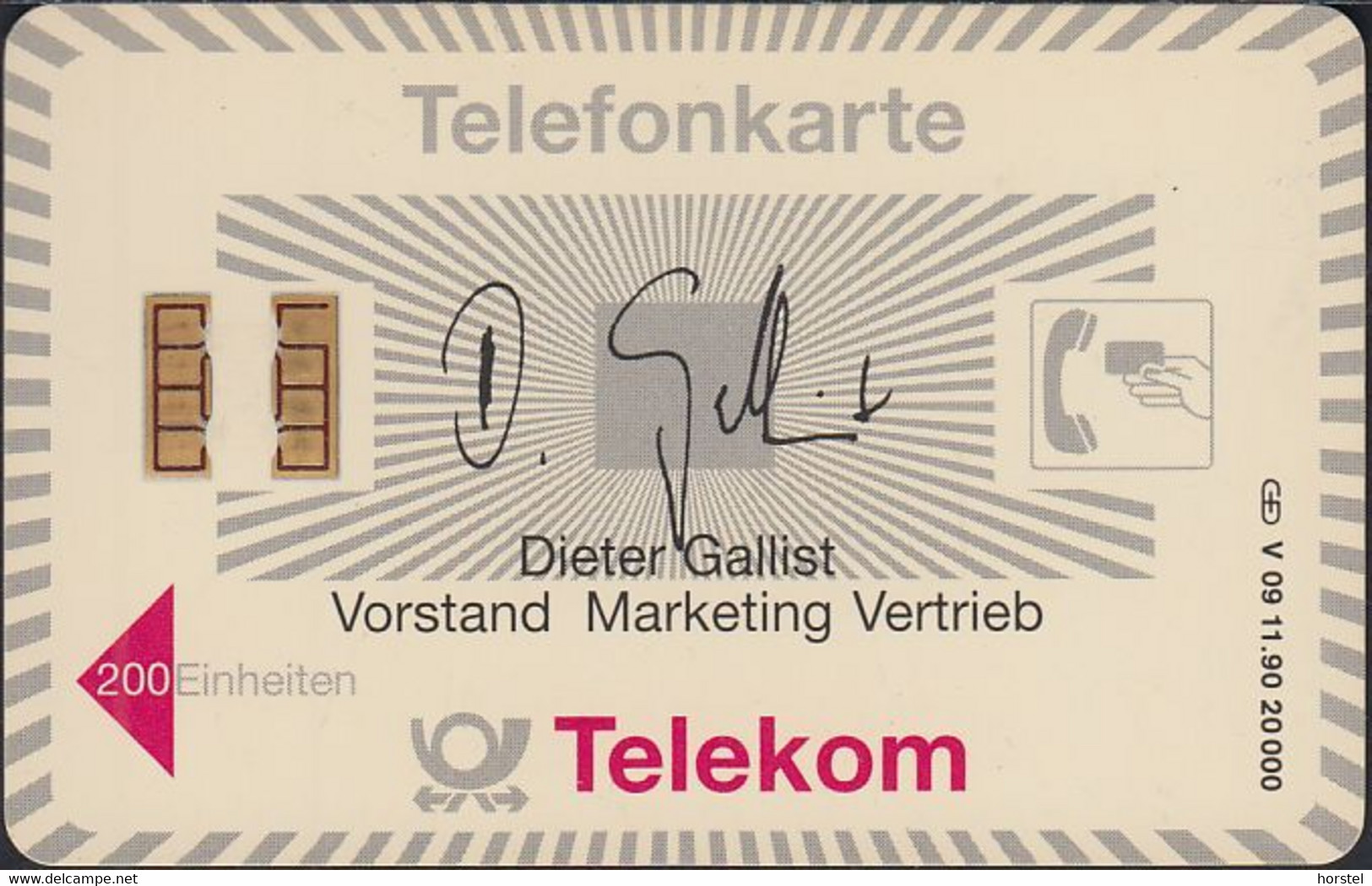 GERMANY V09/90 Telekom - Gallist - Danke -  200 Einheiten - V-Series : VIP & Visiting Cards