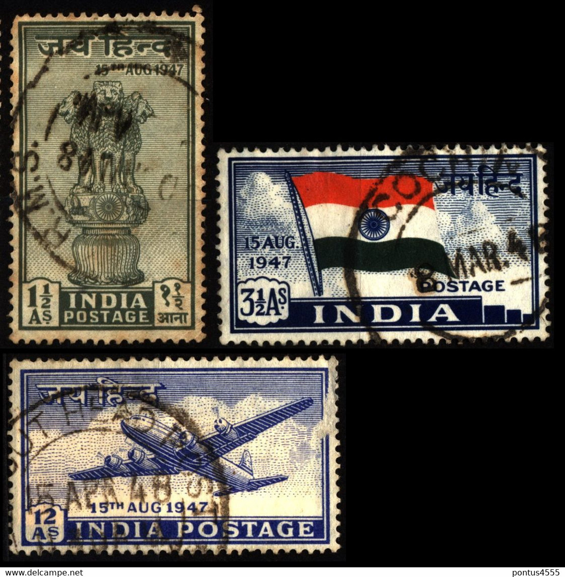 India 1947 Mi 183-185 Independence - Gebraucht