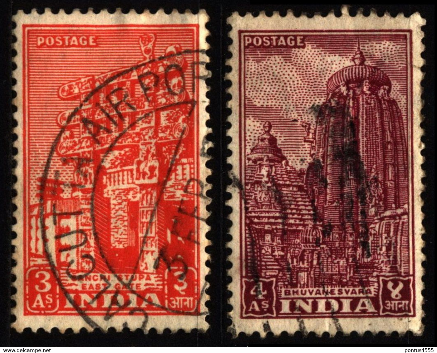 India 1949 Mi 196, 198 Monuments And Temples - Used Stamps
