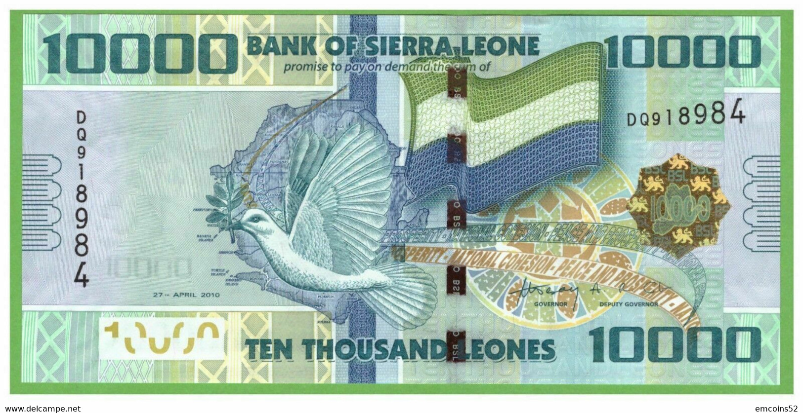 SIERRA LEONE 10000 LEONES 2010  P-33a  UNC - Sierra Leone