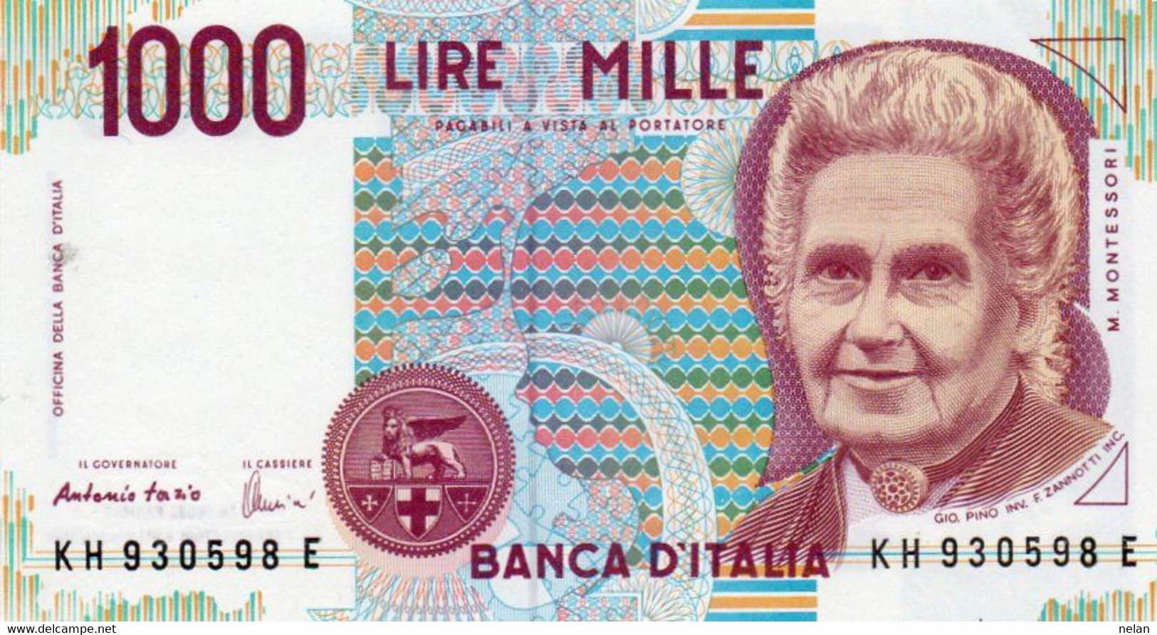 ITALIA  1000 LIRE - 1998 -MONTESSORI -  P-114c.4  Unc   Firme: Antonio Fazio = Angelo Amici - 1000 Liras