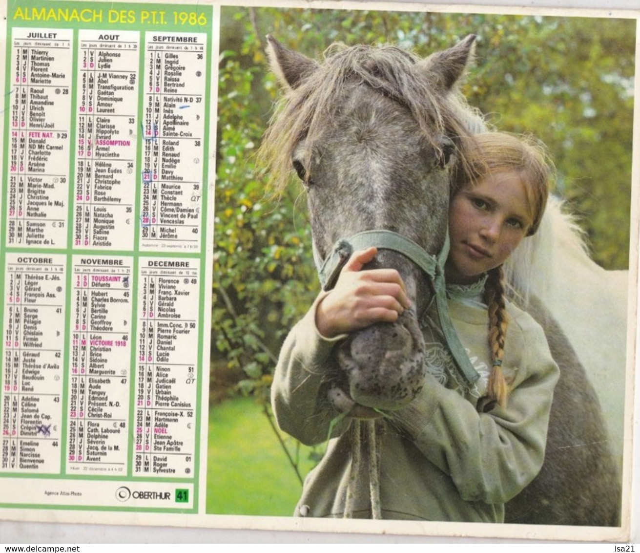 Almanach Du Facteur, Calendrier De La Poste, 1988: Haute-Saône - Belfort: Enfants Avec Animaux. Garçon Et Fille. - Grand Format : 1981-90