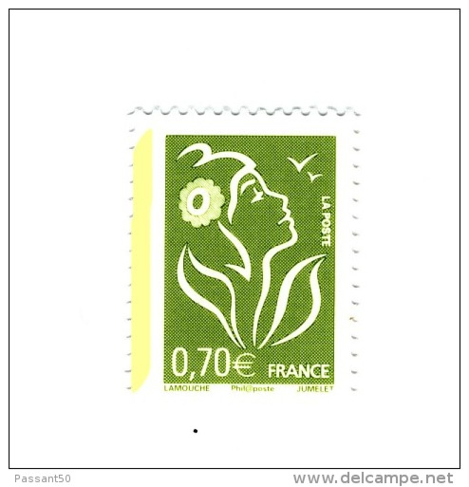 Lamouche 0.70 € Vert YT 3967d Avec Bande Phospho à Gauche . Superbe , Voir Scan . Cote YT : 8 € Maury  N° 3960a : 12 € . - Unused Stamps