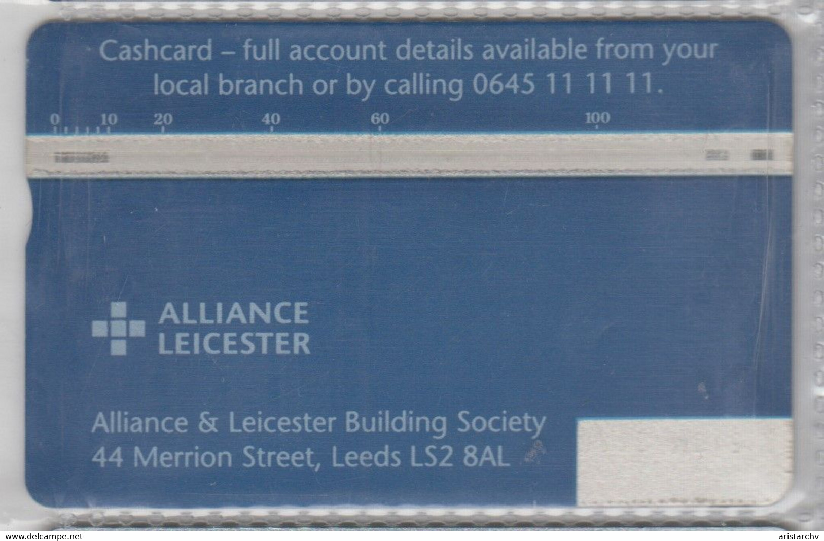 UNITED KINGDOM 1995 BT ALLIANCE & LEICESTER CASHCARD - BT Emissions Commémoratives